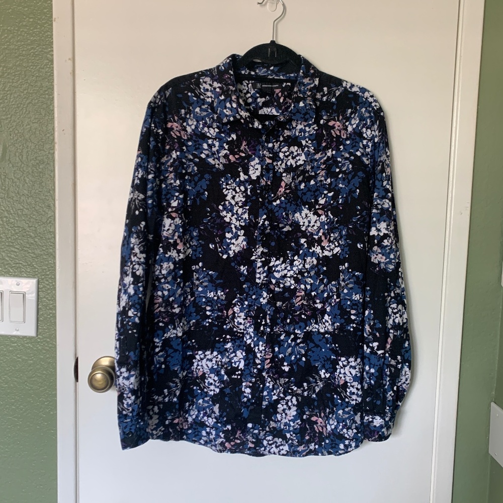 INC International Concepts Mens Floral Button Up Long Sleeve Shirt
